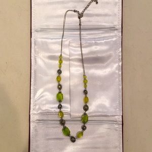 Necklace silver with green tones, adjustable